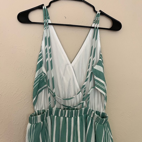NWT Lulu’s Oceanside Adventure Green and White Striped Dress - Picture 6 of 13